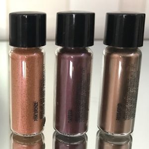 3 MAC pigments Rose Gold, Pink Bronze, Maroon Mini
